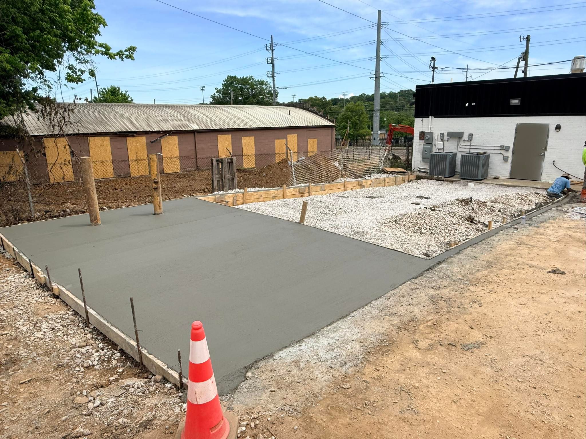 Commercial concrete parking pad